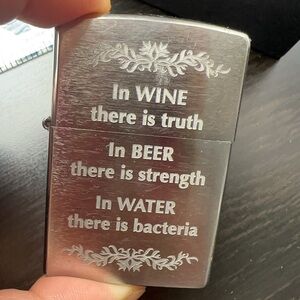 Engraved Stainless Steel Lighter - 'In Wine There Is Truth'
